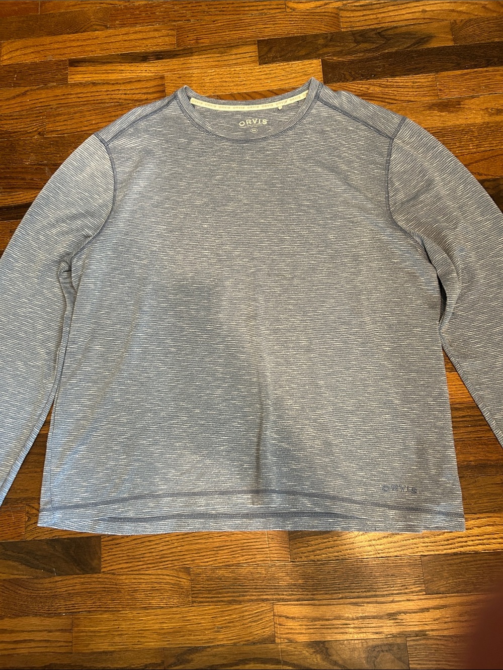 Orvis Men's Heathered Light Blue Crewneck Sweater